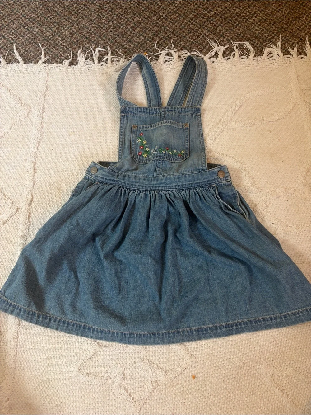 Ralph Lauren Girls denim embroidered Jumper Dress Size 5 never worn